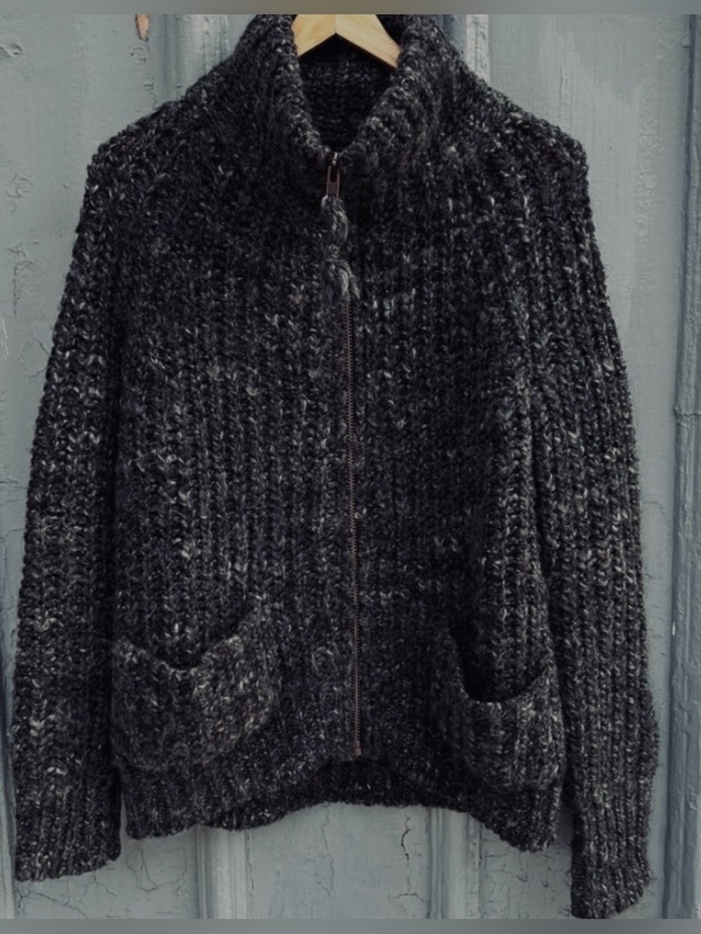 Wilfred free aritzia wool alpaca zip up chunky knit sweater